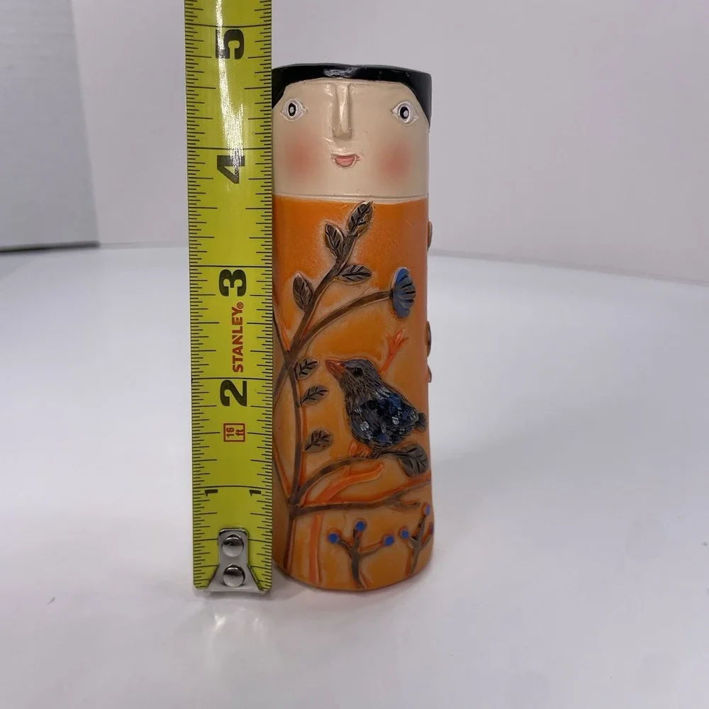 Creative Face Bud Resin Vases Boho Family‎ Set Of 2 Home Decor Orange/ Blue